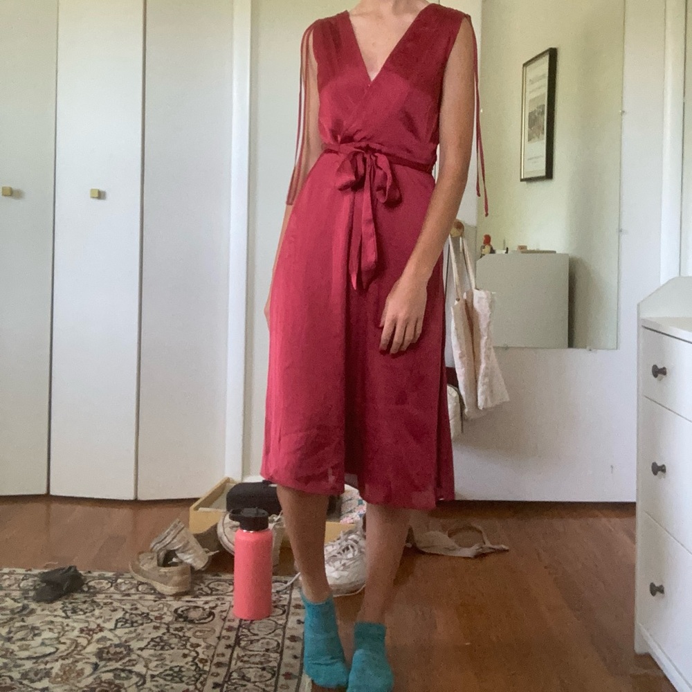 Laundry red satin dress